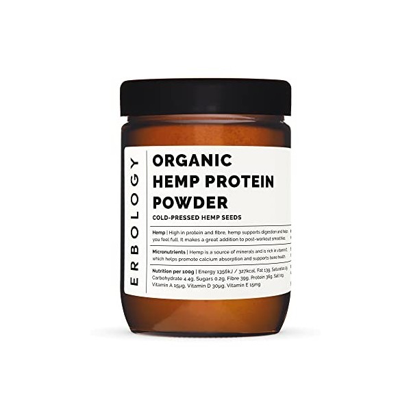 Poudre de Protéine de Chanvre Bio 300g - Riche en Vitamine D et Minéraux - Cru - Sans gluten