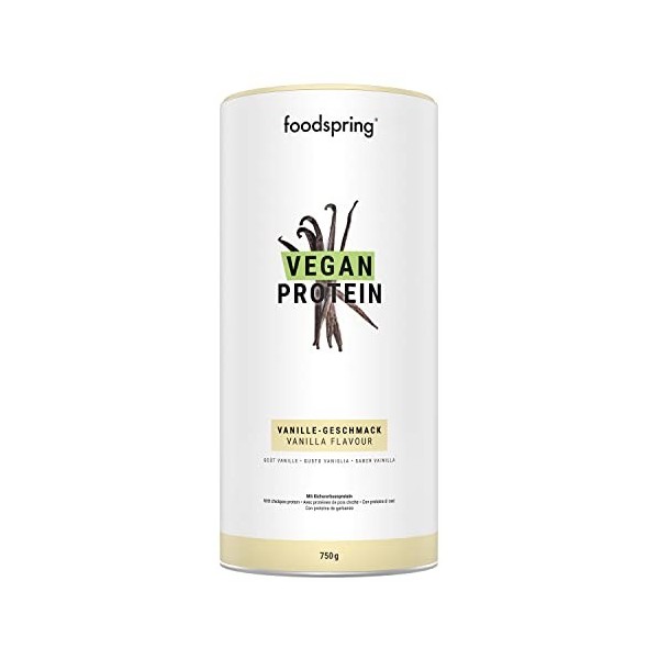 foodspring Protéine Végétale Vanille - 21 g de protétine par shake, B12, B6, acide folique, biotine, calcium et zinc, sans so