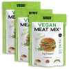 Weider Pack Vegan Meat Mix - 3 Unités. Substitut de viande riche en Protéines Végétales 75% + Fibres Végétales 20%. Sans Glut