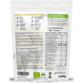 AlpenPower BIO Protéine de Pois 600 g - Isolat de protéines de pois 100% pur - Sans additifs - Végétalien et polyvalent - Pou