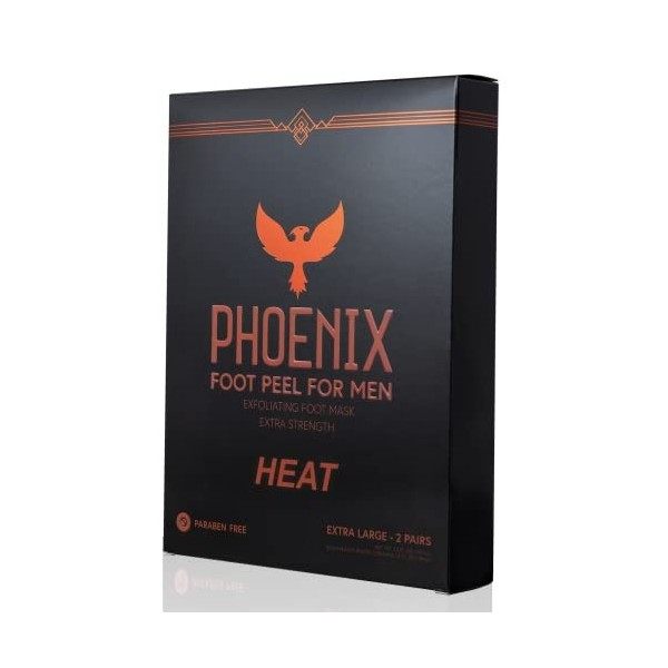 Phoenix Foot Peel Pour homme - Extra large - Extra fort - Cannelle - Traitement exfoliant pour pieds secs - Lot de 2 - Anti-c