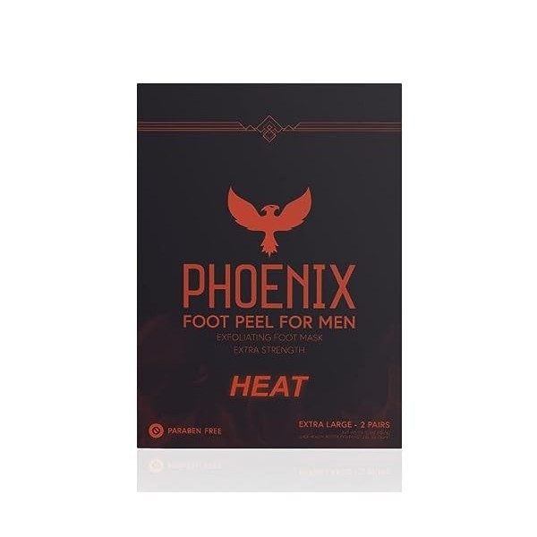 Phoenix Foot Peel Pour homme - Extra large - Extra fort - Cannelle - Traitement exfoliant pour pieds secs - Lot de 2 - Anti-c