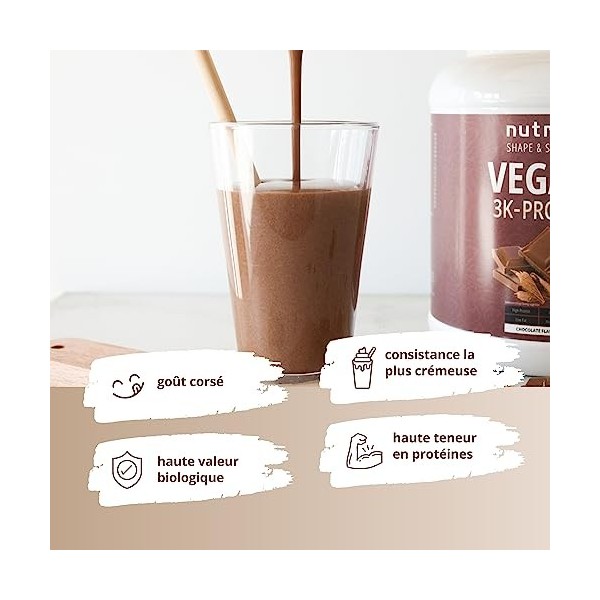 PROTEIN POWDER VEGAN Chocolate Brownie 1kg - poudre de protéines multi-composants végétales sans lactose - shake protéiné Nut