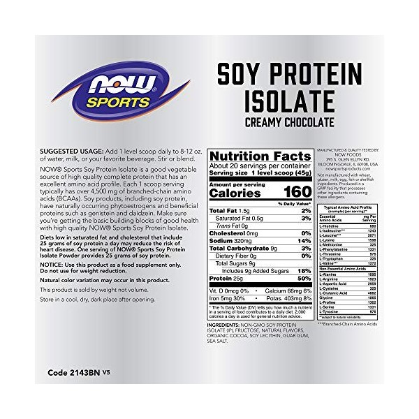 Protéines de soja Naturel dIsoler, Chocolat, 0,9 Kilogram 907 g , à partir de Maintenant Foods