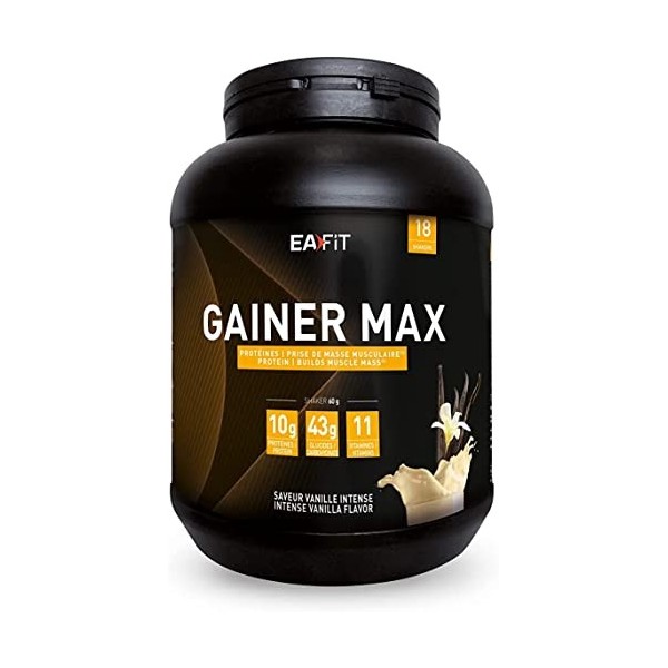 EAFIT | Gainer Max | Pour la Prise de Masse Musculaire et lApport Calorique | 10g de Protéines + 42g de Glucides + 11 Vitami