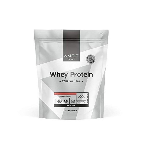 Marque Amazon - Amfit Nutrition Protéines en Poudre de Lactosérum Whey , Chocolat, 33 portions, 1 kg Lot de 1 