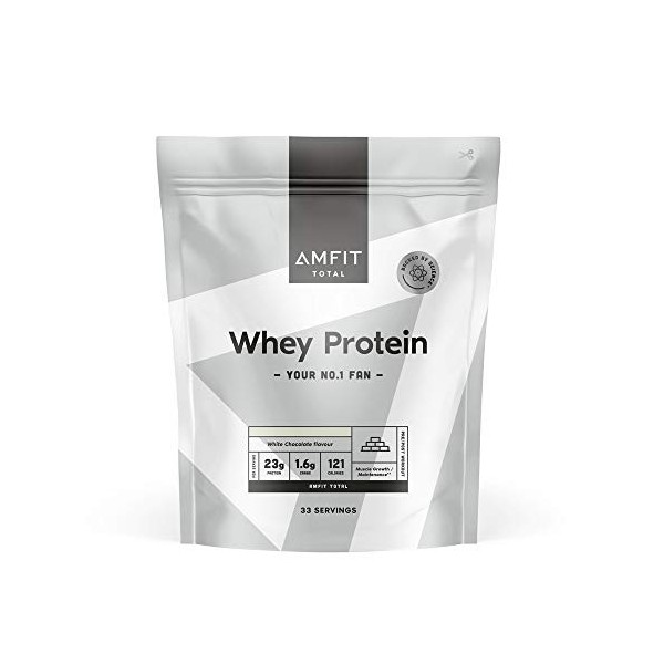 Marque Amazon - Amfit Nutrition Protéines en Poudre de Lactosérum Whey , Chocolat, 33 portions, 1 kg Lot de 1 Protéines whey