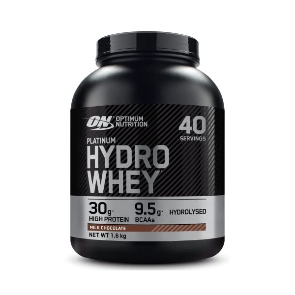 Optimum Nutrition Platinum Hydro Whey, Isolat de whey protéine hydrolysée en poudre avec acides aminés essentiels, glutamine 