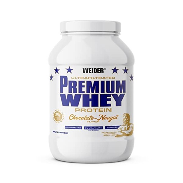 Weider Premium Whey Protein 810g . Goût ChocolatNougat. Concentré