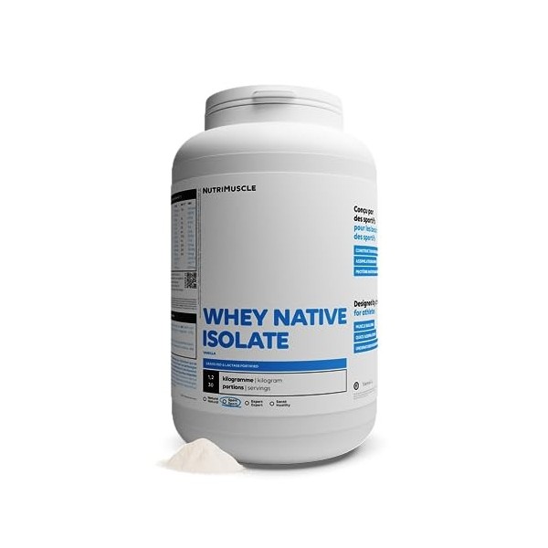 Isolat De Whey Native| 90% de protéines • Lait Français • Mélange facile • Prise de Muscle • Musculation & Fitness | Nutrimus