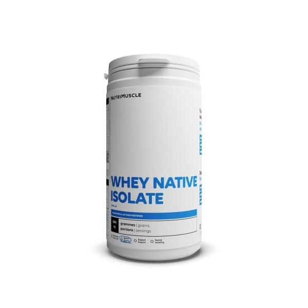 Isolat De Whey Native| 90% de protéines • Lait Français • Mélange facile • Prise de Muscle • Musculation & Fitness | Nutrimus