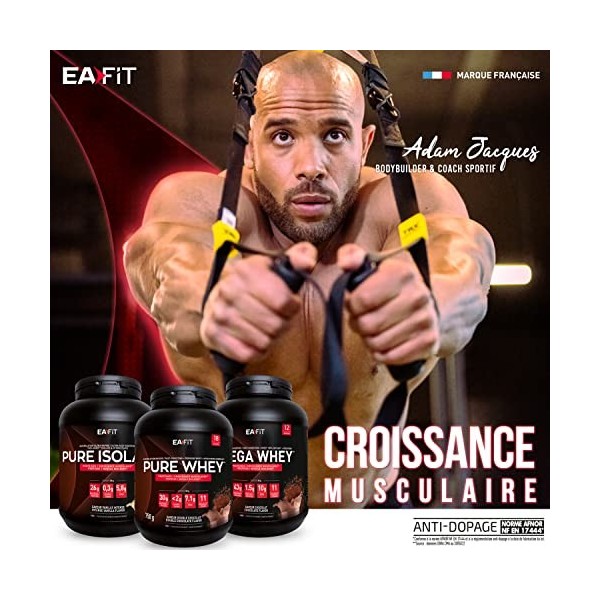 EAFIT Pure Isolate, Protéines disolat de Whey, Pour la prise de muscle et le fitness, 24g de proteines de Whey de qualité + 