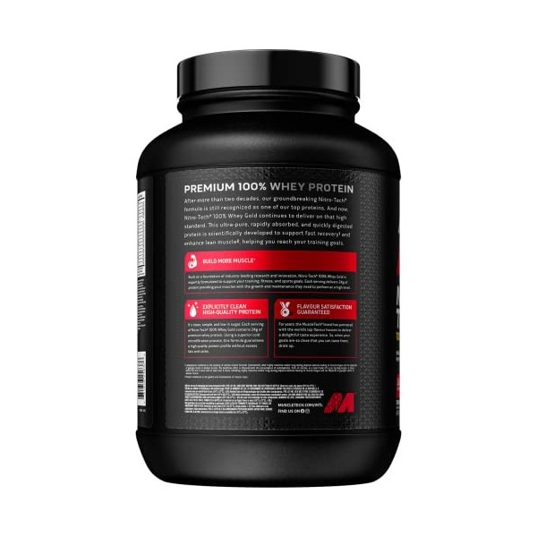 Nitro-Tech Whey Gold, Protéines premium avec isolat de lactosérum lemballage peut varier French Vanilla Creme