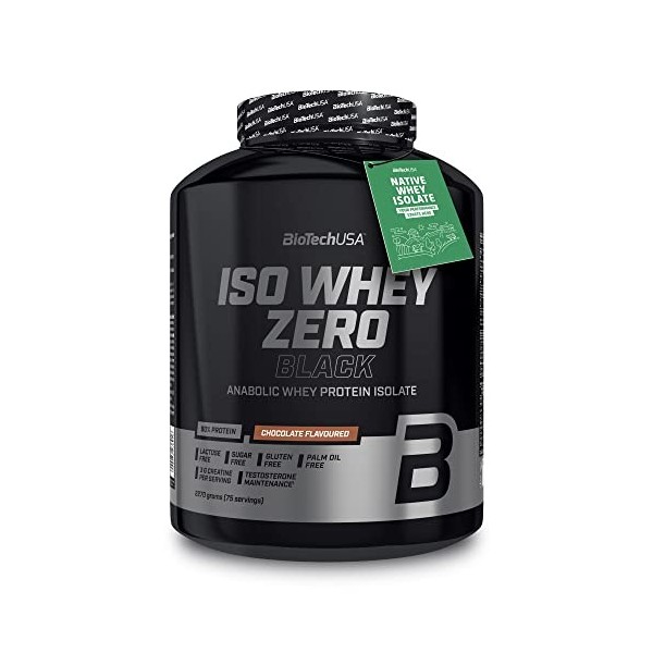 BioTechUSA Iso Whey Zero Black, contenant 90% de protéines, avec de la créatine, des acides aminés, 2.27 kg, Chocolat