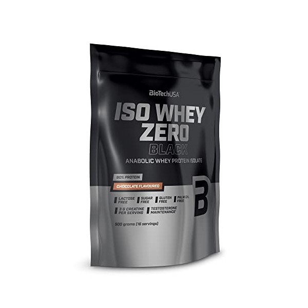 BioTechUSA Iso Whey Zero Black, contenant 90% de protéines, avec de la créatine, des acides aminés, 2.27 kg, Chocolat