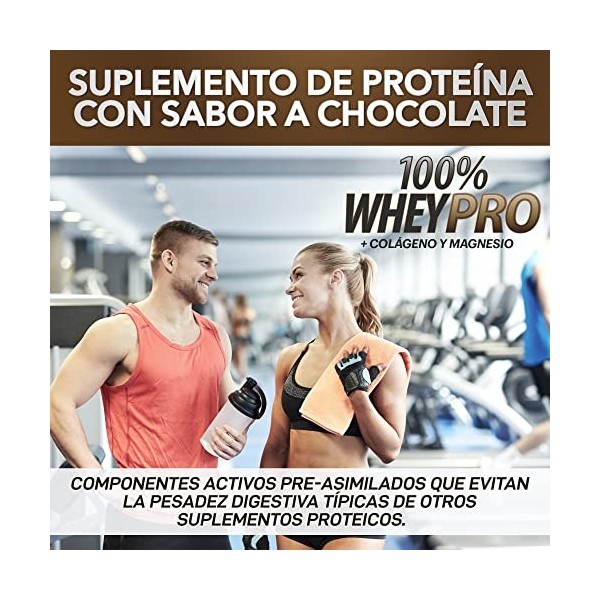 Protéine Whey avec collagène et magnésium, 43gr. de protéines pures par apport 0% de sucres, Augmente croissance musculaire e