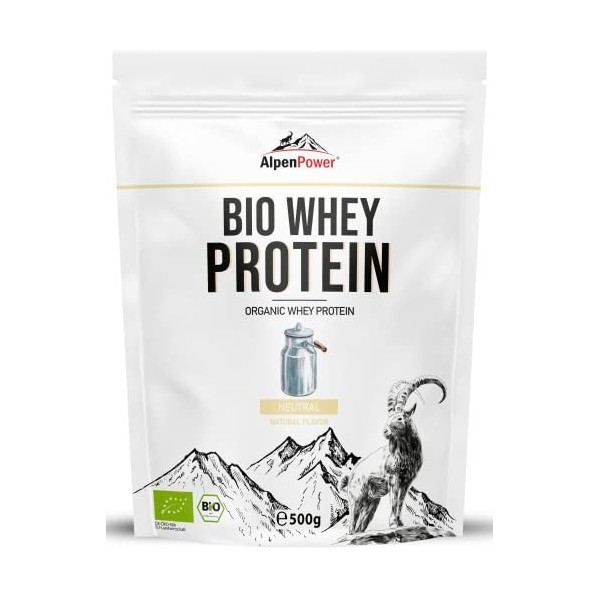 AlpenPower BIO Whey Protéine goût Fraise 500 g - Ingrédients 100% naturels - Sans additifs - Fabriqué à partir du meilleur la