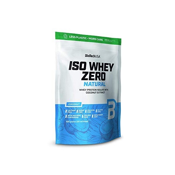 BioTechUSA Iso Whey Zero Natural, Boisson en poudre à base dun isolat de protéines de lactosérum, sans colorants et édulcora