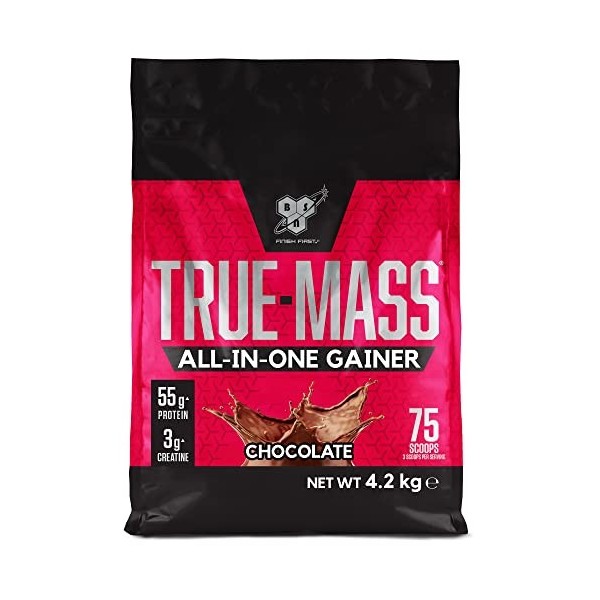 BSN True Mass All-In-One Gainer Poudre de Protéines et Glucides avec Créatine, Glutamine, Vit. D et Zinc pour le Gain Muscula