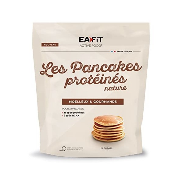 Les Pancakes Protéinés Nature - 400g - 16g de protéines - 3g de BCAA par portion de 3 PANCAKES - FAIBLE en Matières Grasses