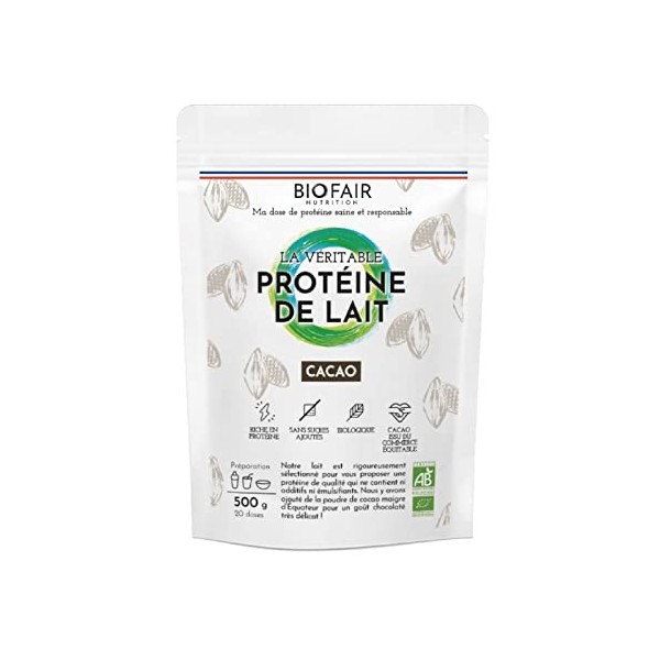 BIOFAIR NUTRITION - Whey protéine bio vanille - 500g /20 doses - 19 g protéine/dose - Ma dose de protéine Saine et Responsabl...
