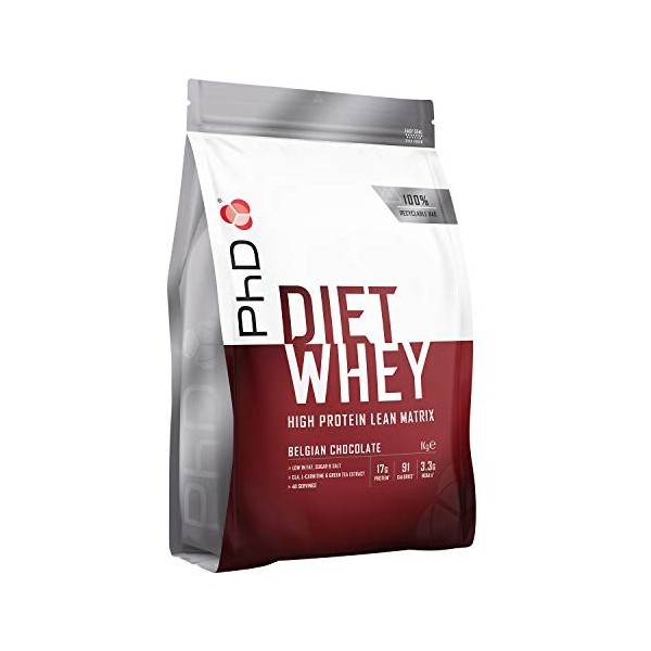 PhD Nutrition Diet Whey Poudre de protéines de lactosérum maigre en poudre de protéine de lactosérum en poudre faible en sucr