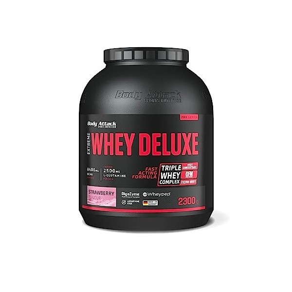 Body Attack Whey Protéine Extreme Deluxe-Protein powder avec des acides aminés, Complexe triple-Whey, CFM Whey Isolate-Parfai