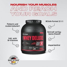 Body Attack Whey Protéine Extreme Deluxe-Protein powder avec des acides aminés, Complexe triple-Whey, CFM Whey Isolate-Parfai