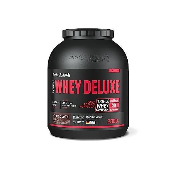 Body Attack Whey Protéine Extreme Deluxe-Protein powder avec des acides aminés, Complexe triple-Whey, CFM Whey Isolate-Parfai