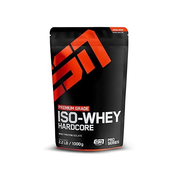 ESN IsoWhey Hardcore Protein, Chocolat, 1000g, Whey Protéine Isolate en Poudre