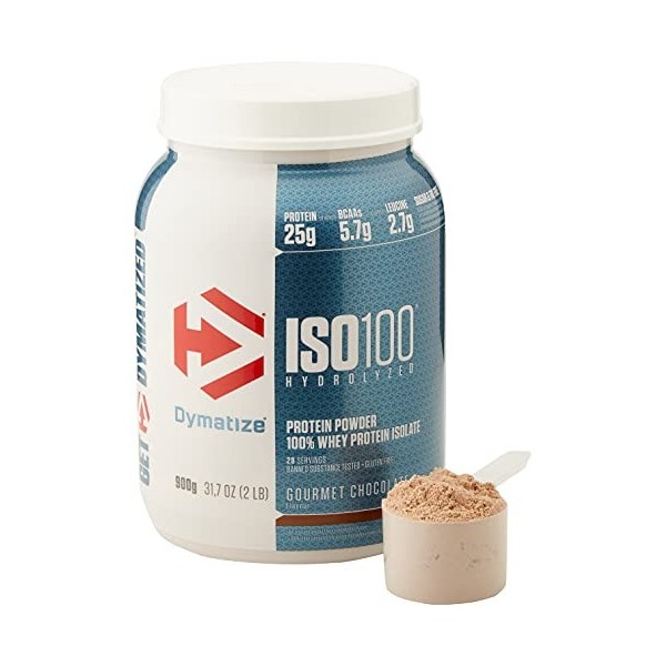 Dymatize ISO 100 Gourmet Chocolate 900g - Hydrolysat de Protéines de Whey + Poudre dIsolat