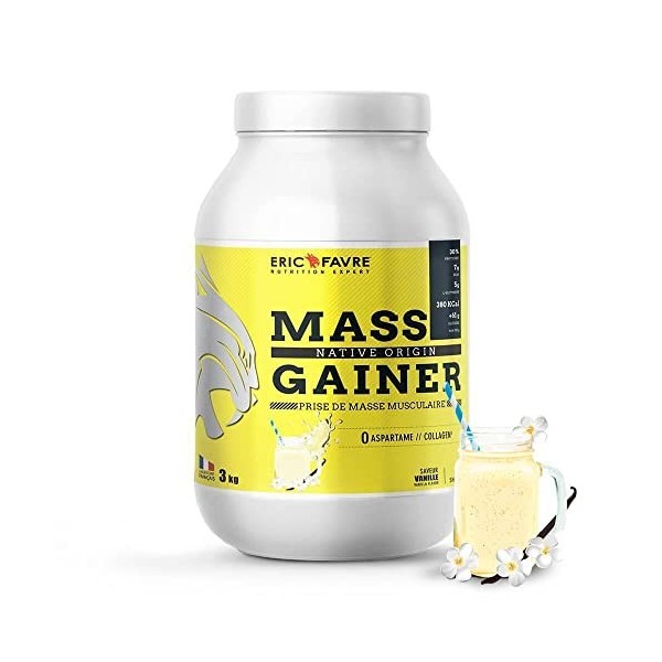 MASS GAINER +61% Glucides bi-sources, 30% Protéines, Prise de Masse Rapide, Gain de poids et Masse Musculaire - Eric Favre - 