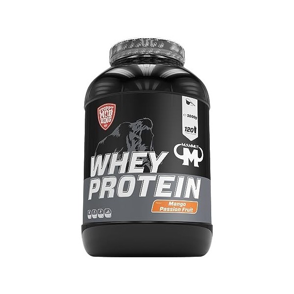 Mammut Nutrition Whey Protein, Fruits de la passion et mangue, petit-lait, protéines, shake de protéines, 3000 g