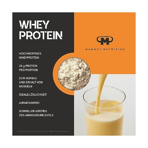 Mammut Nutrition Whey Protein, Fruits de la passion et mangue, petit-lait, protéines, shake de protéines, 3000 g