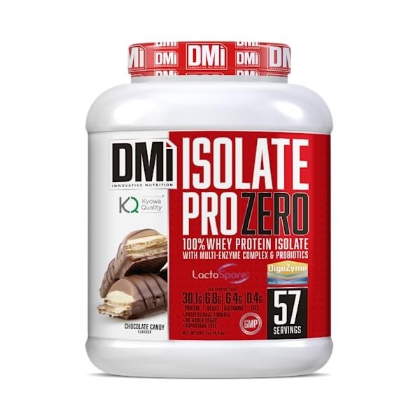 DMI Protéine ISOLATE PRO ZERO - 100% Isolé de protéines de lactosérum avec DigeZyme® et LactoSpore® Chocolate Candy, 2 kg 