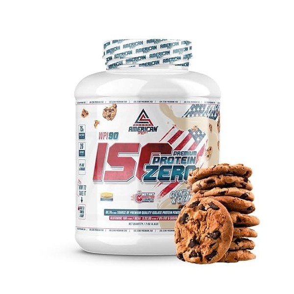 AS American Suplement - Premium IsoZero - 2 kg - Cookies - Whey Protein - Aide à augmenter la masse musculaire - Faible en gl