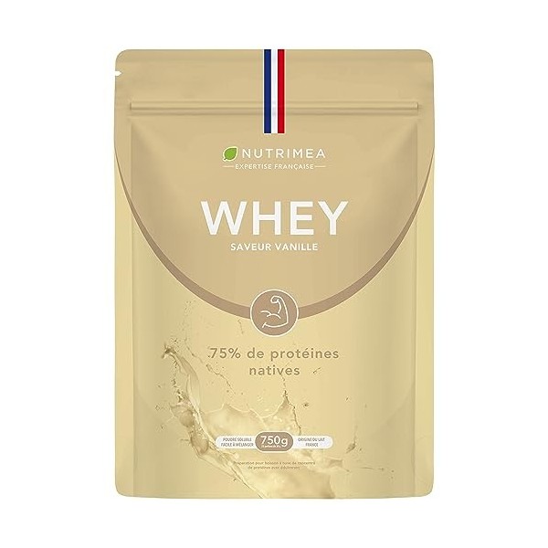 Whey Protein Native - Lait Français de Vaches Nourries à lHerbe - Saveur Vanille - Prise de Muscle, Performance & Récupérati