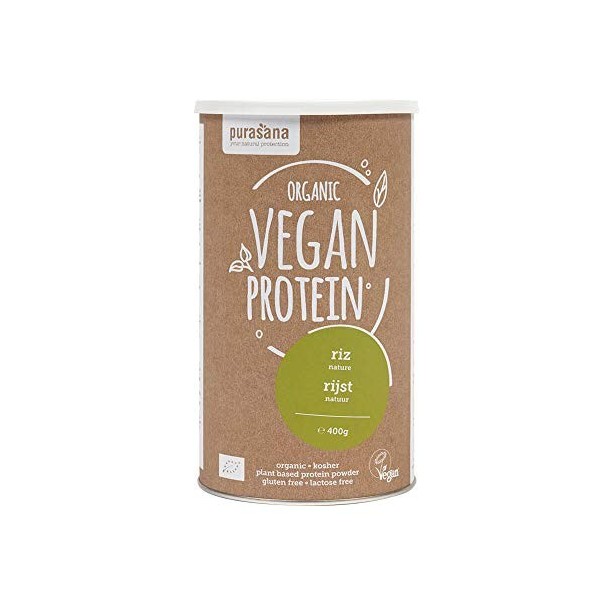 Purasana - Single Protein powder 400 gramme - Poudre de protéines végan - Protéines végétales riz - Agriculture biologique