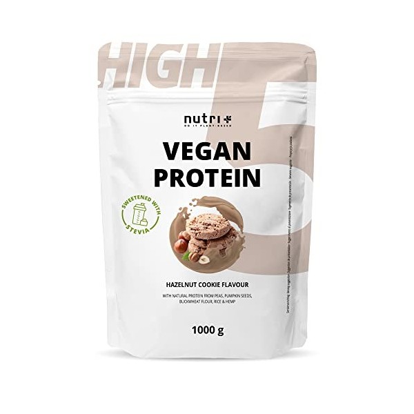 Vegan Protein - Vanilla - Poudre de protéines végétaliennes sans sucralose ni soja à base de riz, pois, chanvre, sarrasin et 