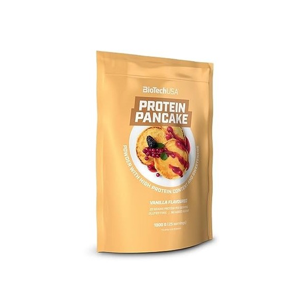 BioTechUSA Protein Pancake, Poudre pour la préparation de crêpes riche en protéines avec édulcorant, sans sucres ajoutés, 100