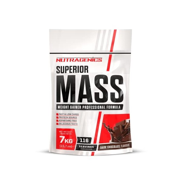 Mass Gainer - Nutragenics Superior Mass - 7 kg - Gainer prise de masse - Gainer prise de poid - Gainer mass - Proteine mass g