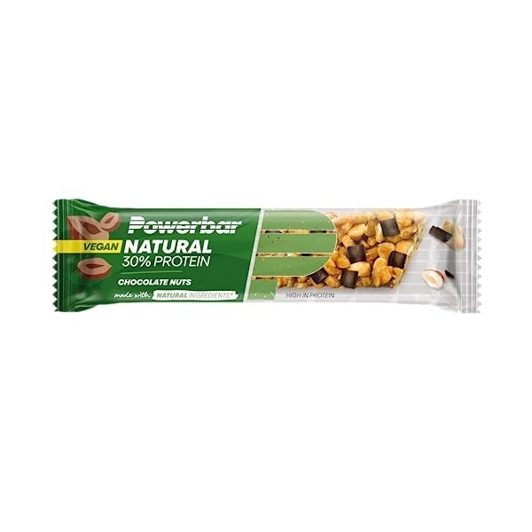 Powerbar Natural Protein Chocolate Nuts 18x40g - Barre Protéinée Végétalienne + Ingrédients naturels