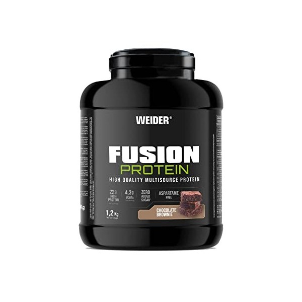 Weider Fusion Protein 1,2kg Goût Chocolat Brownie. Formule Complète avec 4 Sources de Protéines de Qualité, Animales & Végé