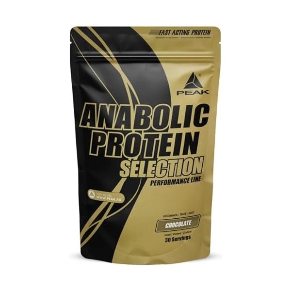 PEAK Anabolic Protein Selection - 900g Goût Chocolate I Protéine multi-composants I ajouté L-leucine I renforcement musculair