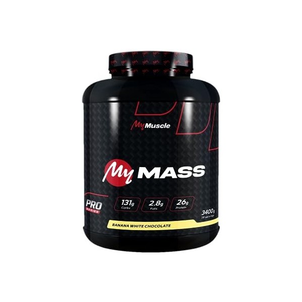 MyMUSCLE - My Mass - Hard Gainer en Poudre - Prise de Masse Musculaire - Banana White Chocolate 3,4kg - 19 Portions