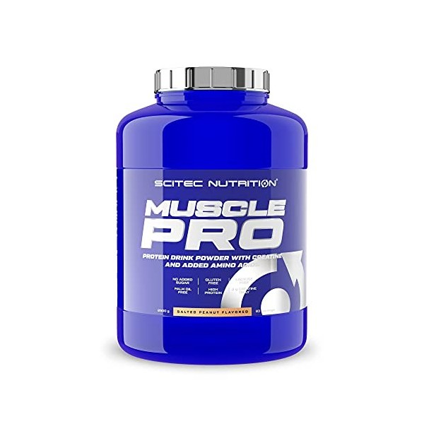 Scitec Nutrition Muscle Pro, Boisson en poudre aromatisée avec plusieurs sources de protéines, de la créatine, des acides ami