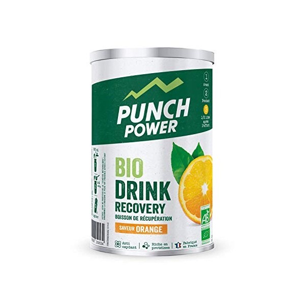 PUNCH POWER - Biodrink Recovery - Orange - Pot 400 g - Riche en protéines - Contient des Glucides - Sodium - Potassium - Magn