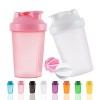 YAYAYOUNG Lot de 2 bouteilles shaker protéinées et shaker de 400 ml avec boules de fouet, sans plastique BPA blanc + rose 