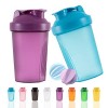 YAYAYOUNG Lot de 2 bouteilles shaker protéinées et shaker de 400 ml avec boules de fouet, sans plastique BPA blanc + rose 