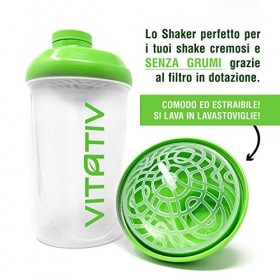 VITATIV - Gourde Shaker 500 ml, pour sports et activités de plein air, parfaite pour les protéines